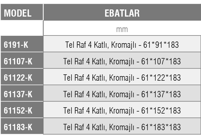 61-K-  Tel İstif Rafı /KROMAJ