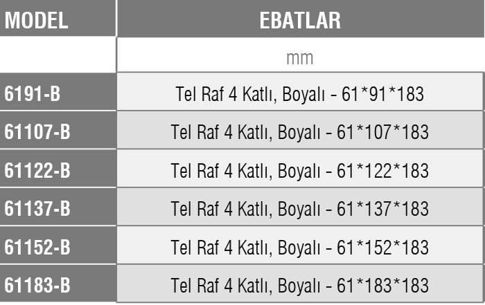 61-B-  Tel İstif Rafı /BOYALI